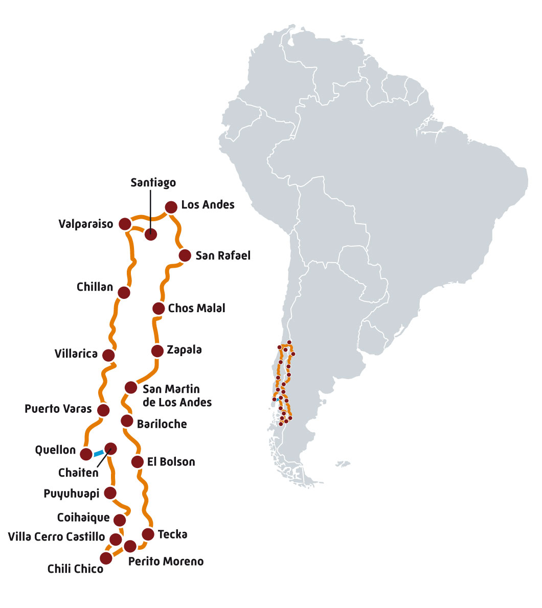Carte itinéraire Gran Patagonia par Road Trip Factory